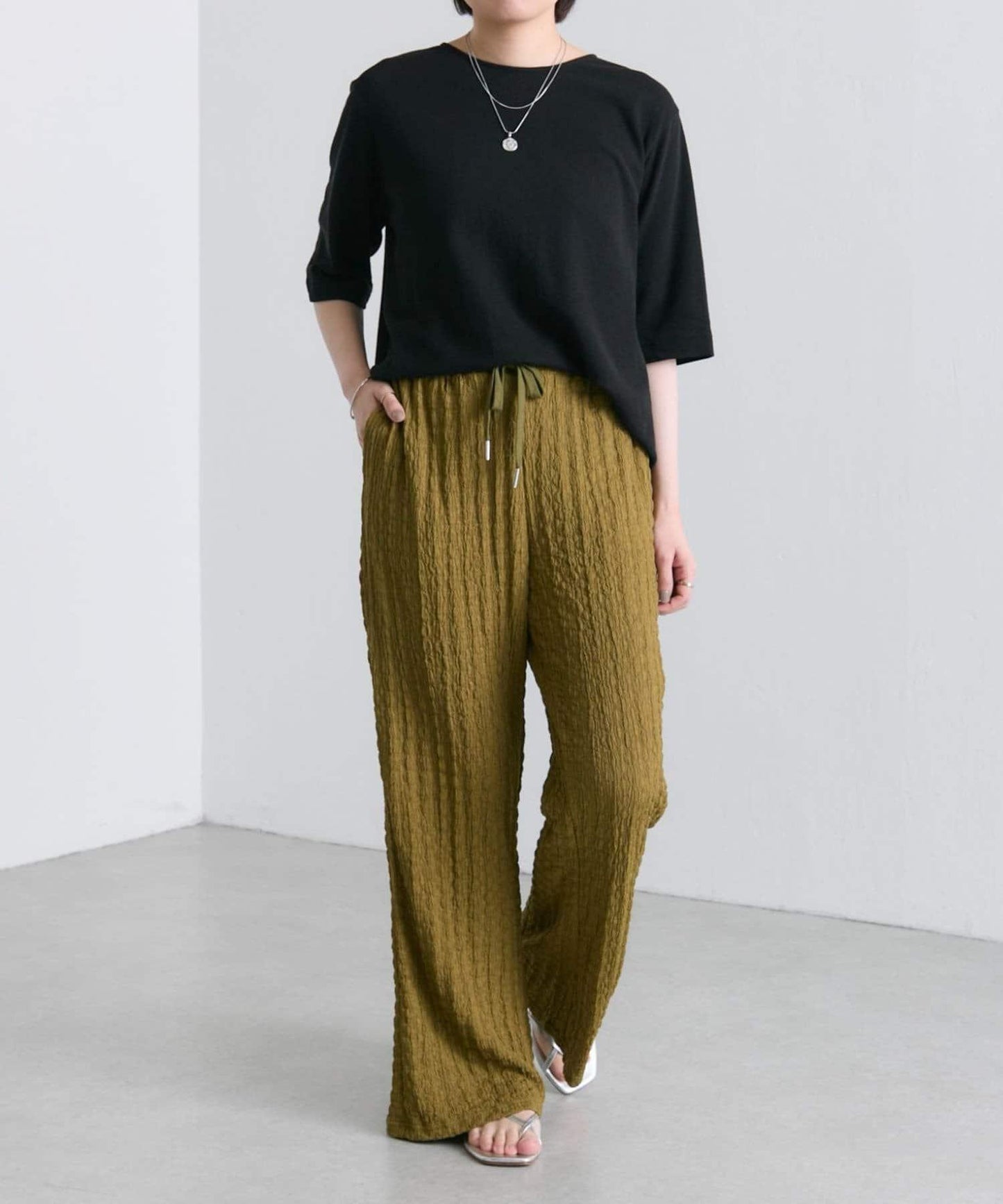 ear PAPILLONNER 波紋質感 喇叭版型 褲子