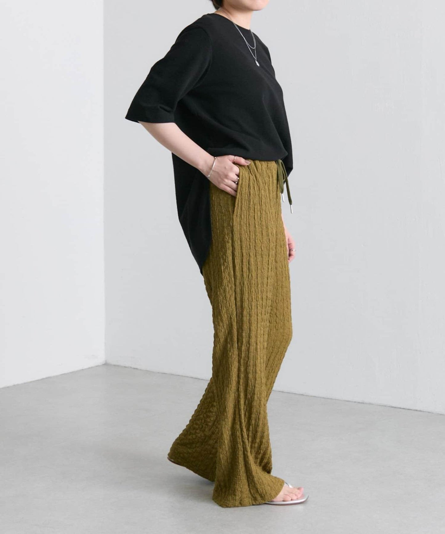 ear PAPILLONNER 波紋質感 喇叭版型 褲子