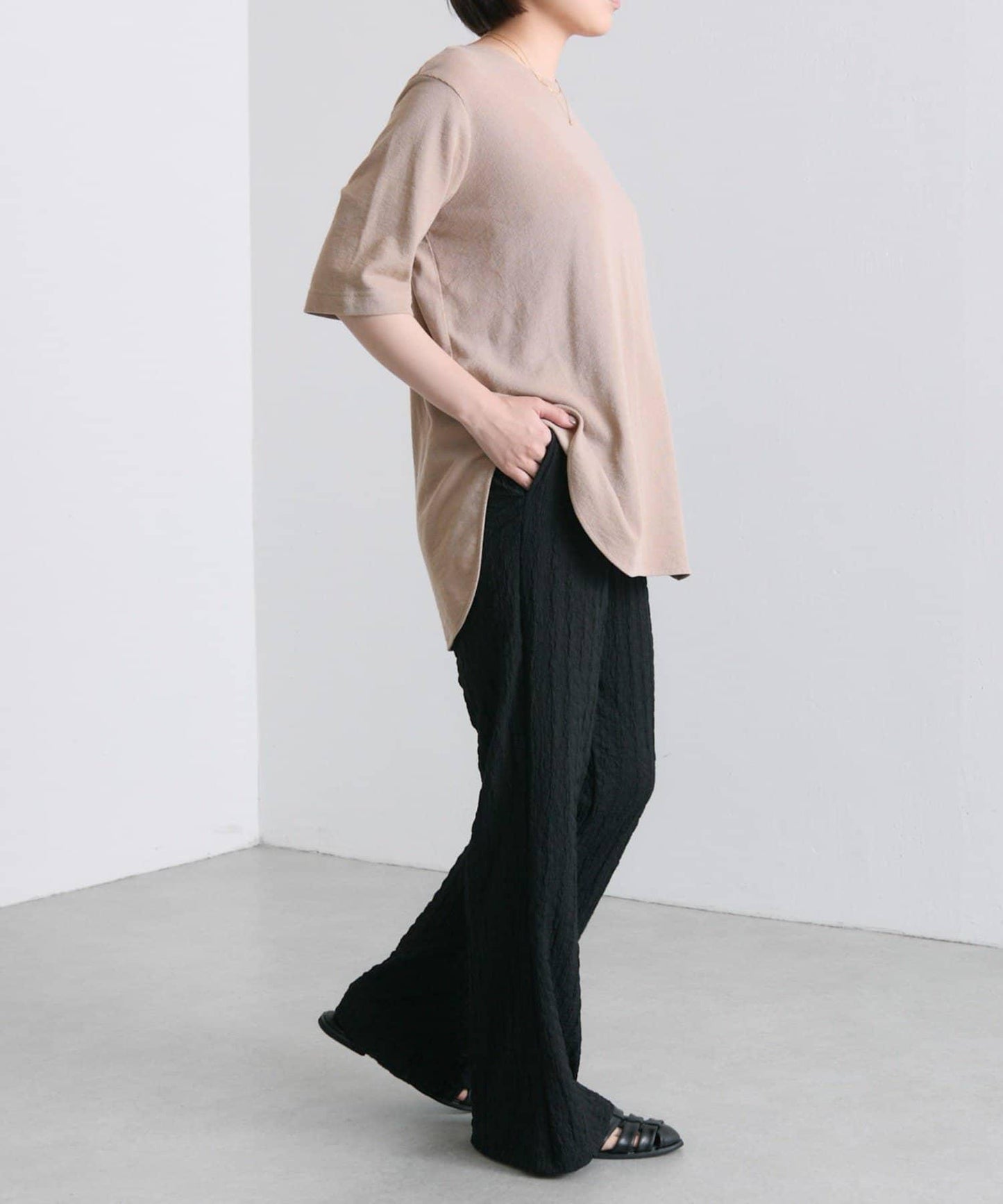 ear PAPILLONNER 波紋質感 喇叭版型 褲子