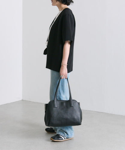 鉚釘分隔手提包《社交網絡上諮詢眾多！/真皮/A4尺寸適用》