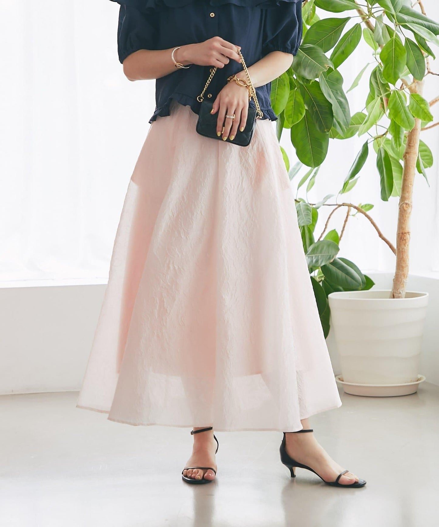 透紗提花半身裙