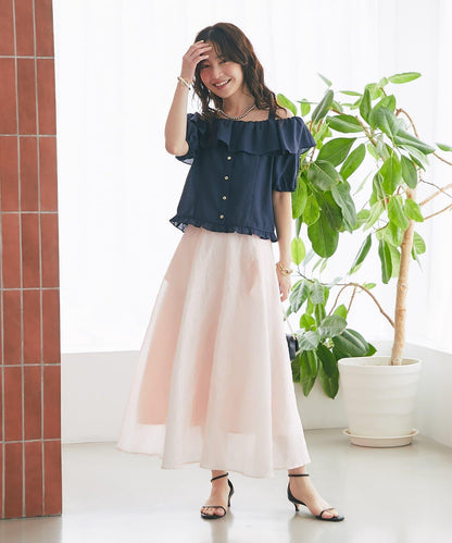 透紗提花半身裙