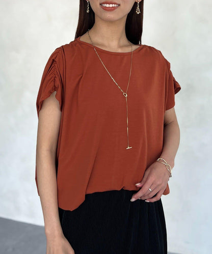 肩部褶皺氣球袖T恤