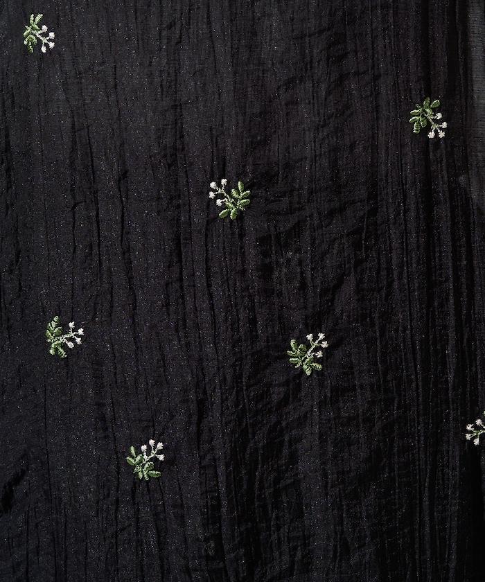透視 小花紋 刺繡 吊帶連衣裙