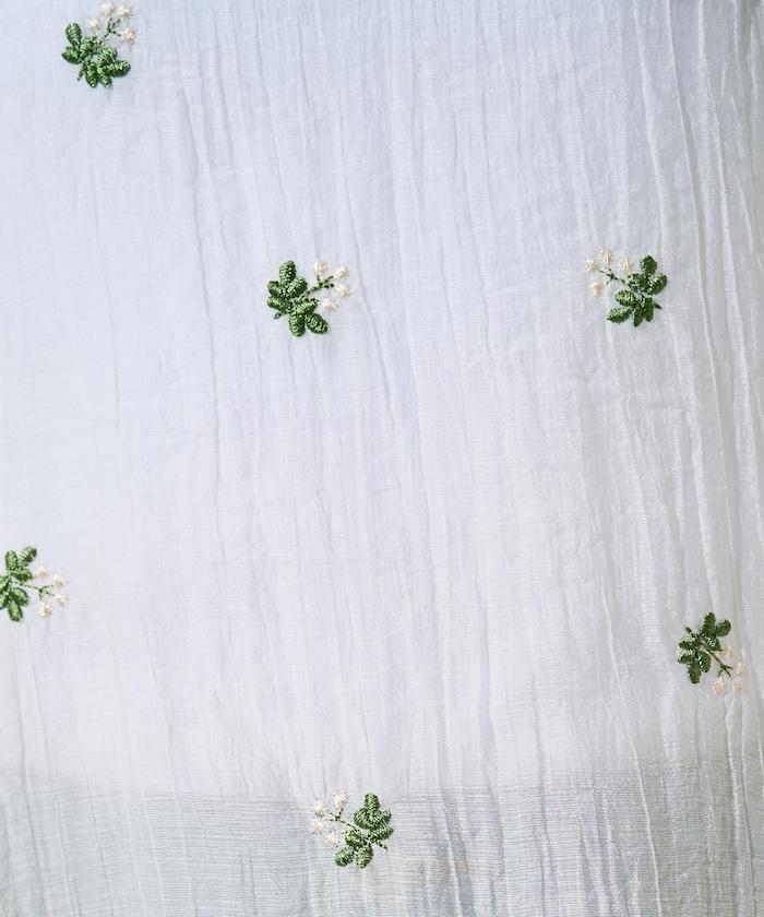 透視 小花紋 刺繡 吊帶連衣裙