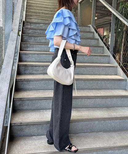 【二臂套】不對稱荷葉邊設計T恤