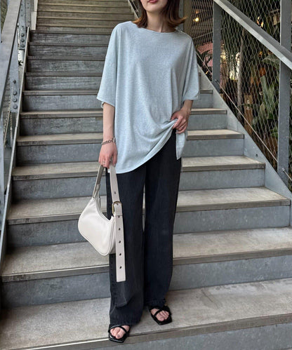 透薄拼接一點刺繡oversize短袖T恤