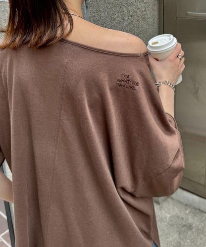 透薄拼接一點刺繡oversize短袖T恤