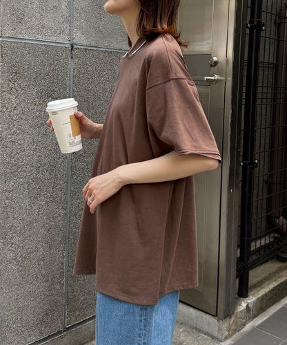 透薄拼接一點刺繡oversize短袖T恤