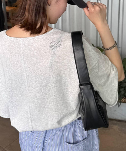 透薄拼接一點刺繡oversize短袖T恤