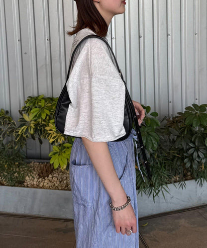 透薄拼接一點刺繡oversize短袖T恤