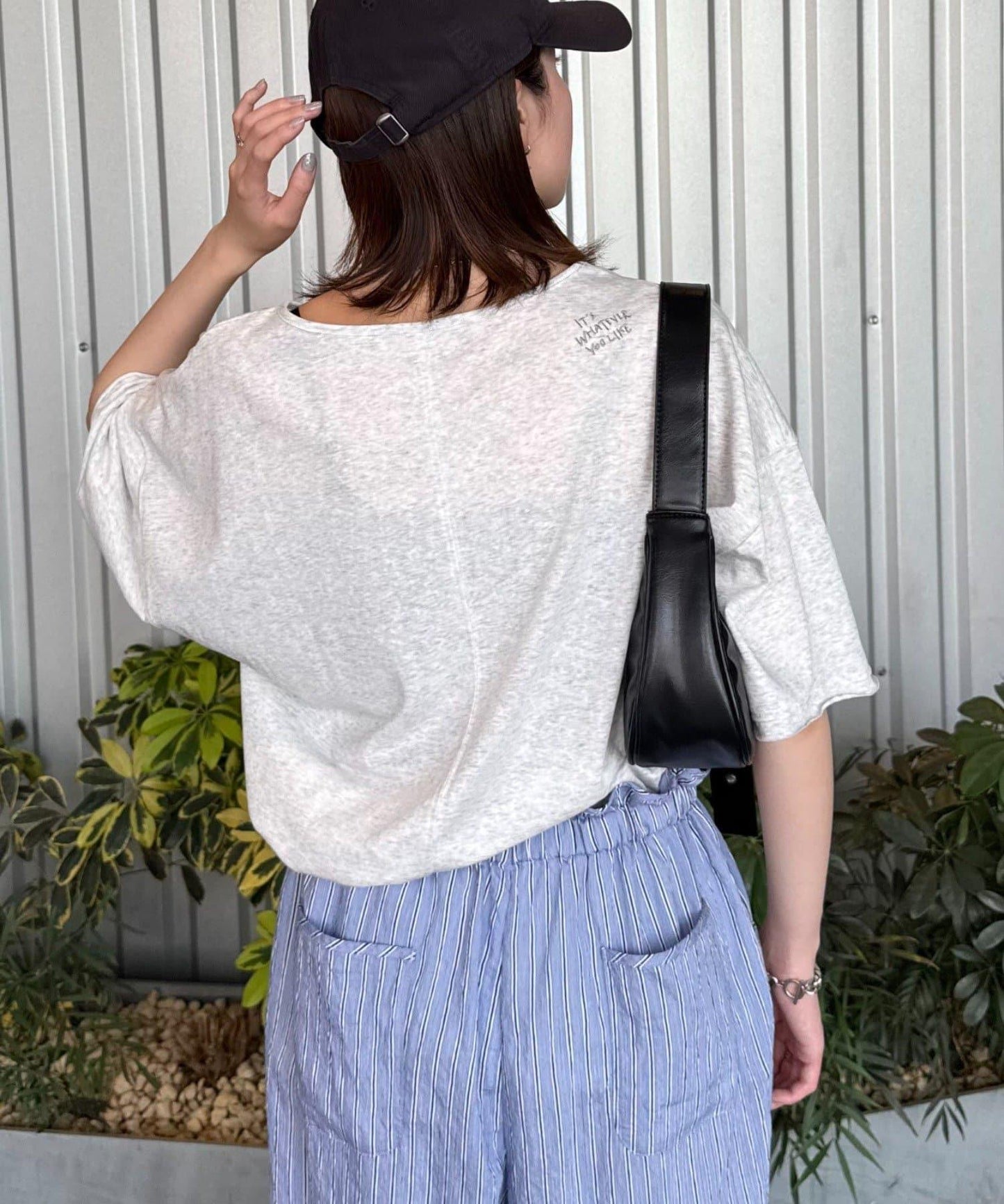 透薄拼接一點刺繡oversize短袖T恤