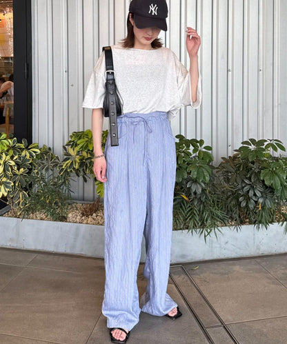 透薄拼接一點刺繡oversize短袖T恤