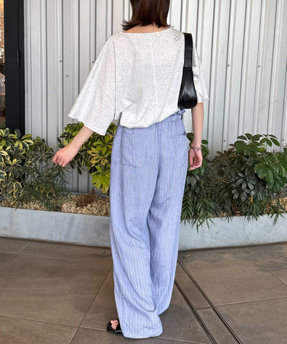 透薄拼接一點刺繡oversize短袖T恤