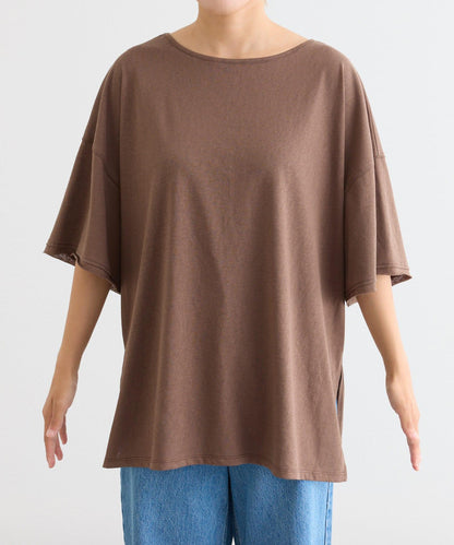 透薄拼接一點刺繡oversize短袖T恤