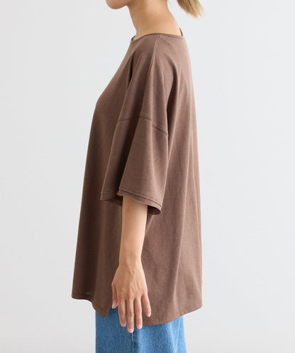 透薄拼接一點刺繡oversize短袖T恤