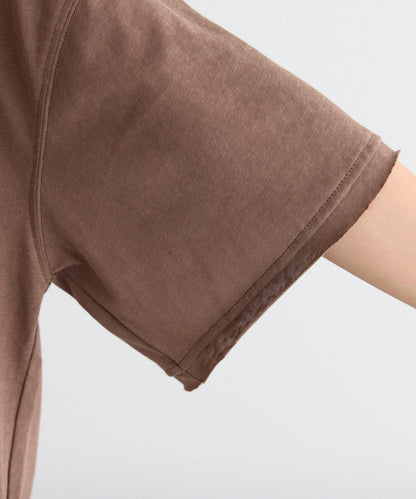 透薄拼接一點刺繡oversize短袖T恤