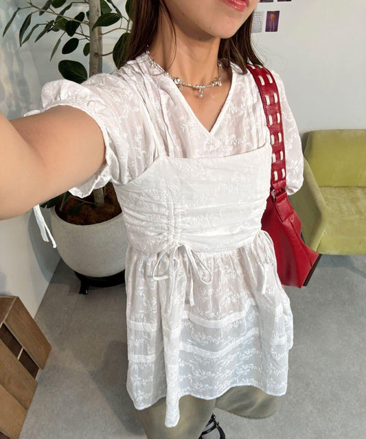 【中性款】【套裝商品】配有束胸的V領長款連衣裙