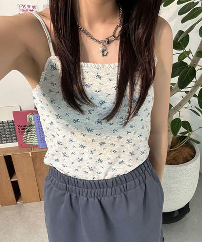 【中性款】小花紋蕾絲杯託吊帶背心