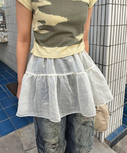【中性款】透視層疊卷邊裙