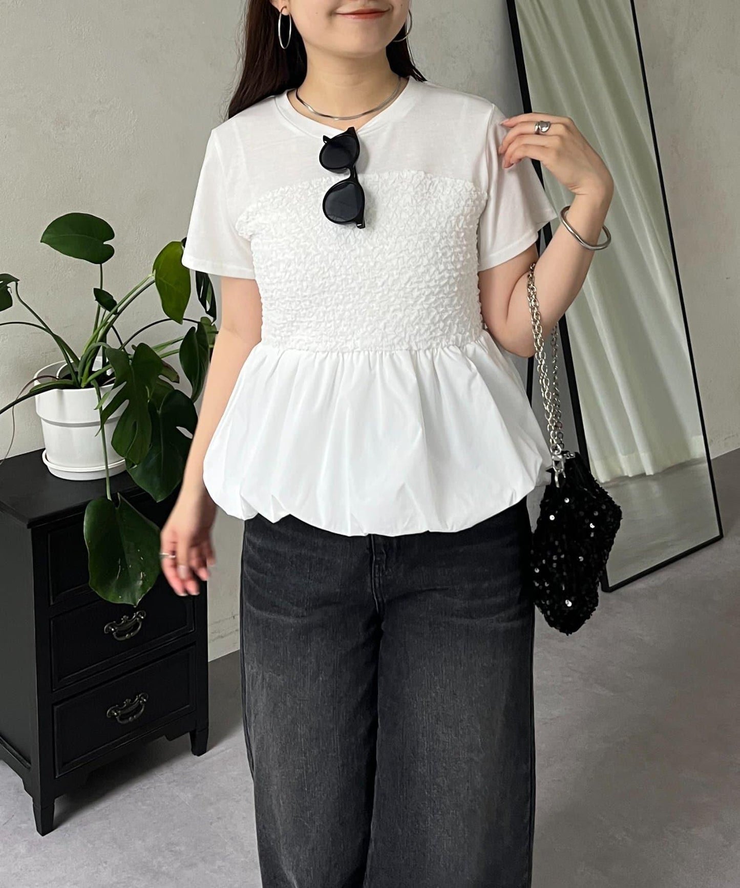 綁帶綁帶吊帶露肩荷葉邊T-shirt