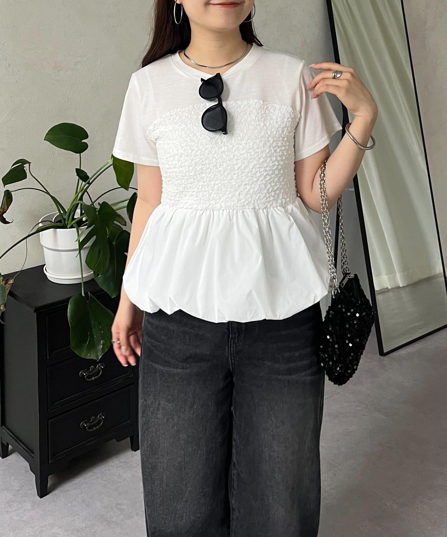 綁帶綁帶吊帶露肩荷葉邊T-shirt