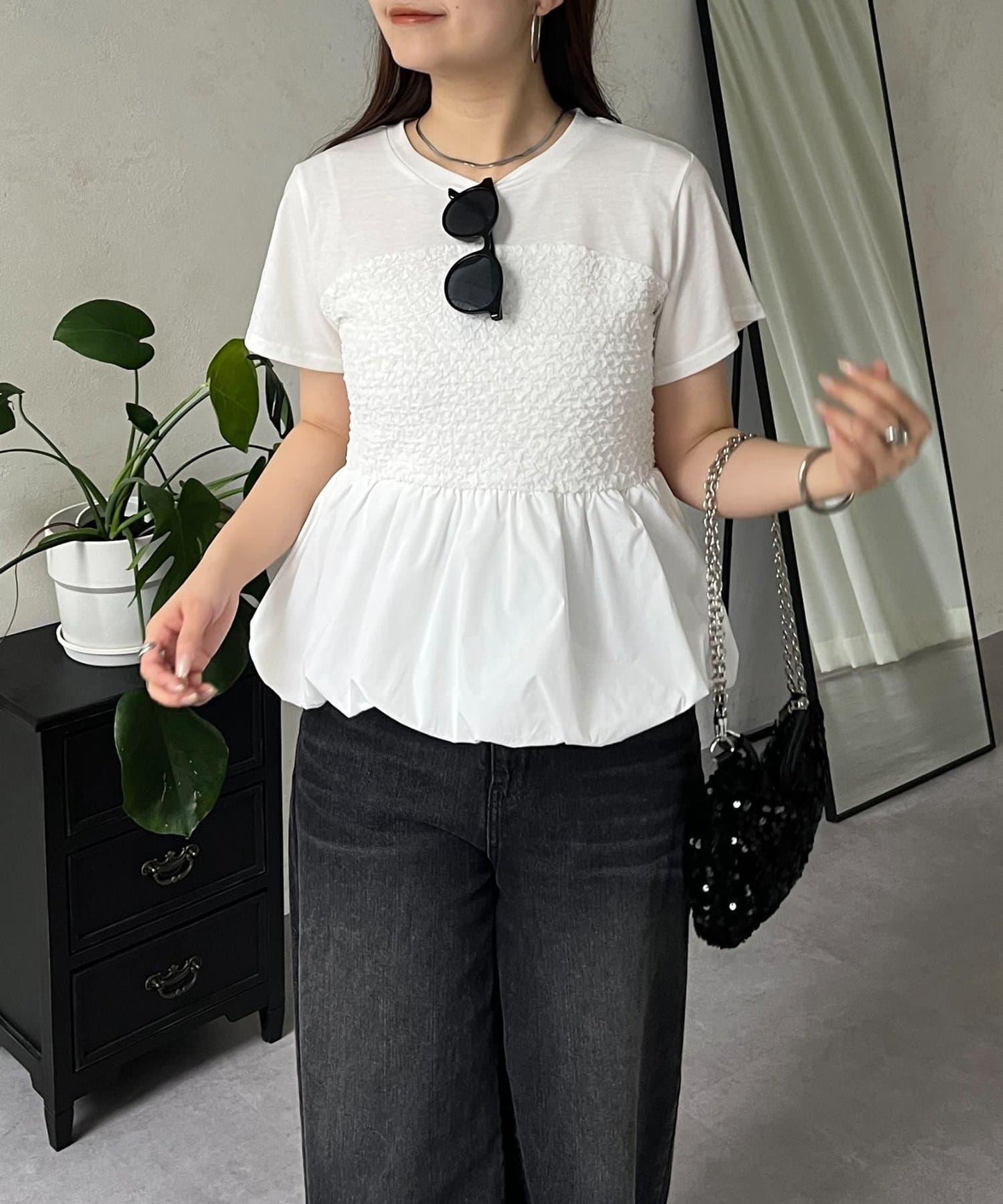 綁帶綁帶吊帶露肩荷葉邊T-shirt