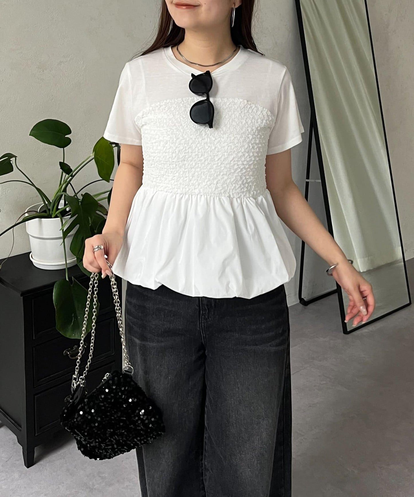 綁帶綁帶吊帶露肩荷葉邊T-shirt