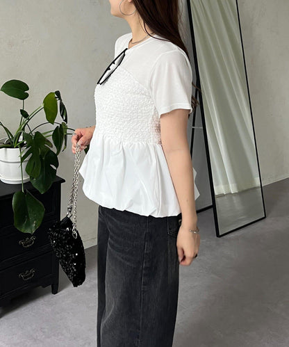 綁帶綁帶吊帶露肩荷葉邊T-shirt