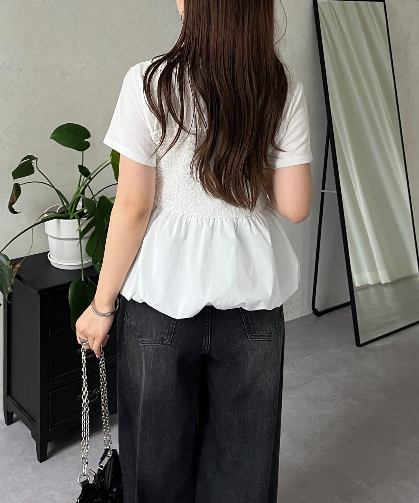 綁帶綁帶吊帶露肩荷葉邊T-shirt