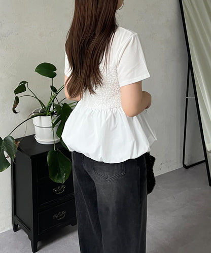 綁帶綁帶吊帶露肩荷葉邊T-shirt