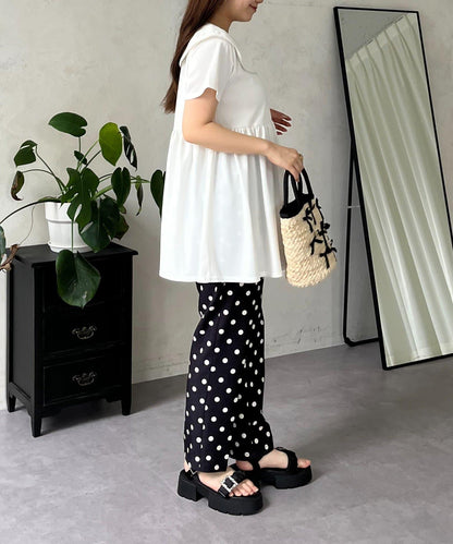 珍珠色荷葉邊上衣