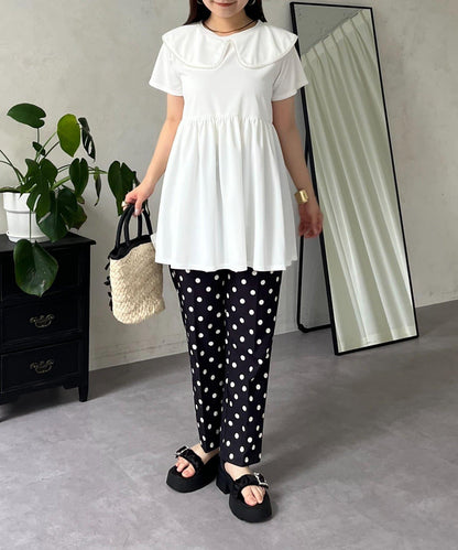 珍珠色荷葉邊上衣