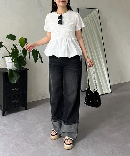 綁帶綁帶吊帶露肩荷葉邊T-shirt