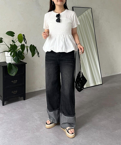 綁帶綁帶吊帶露肩荷葉邊T-shirt