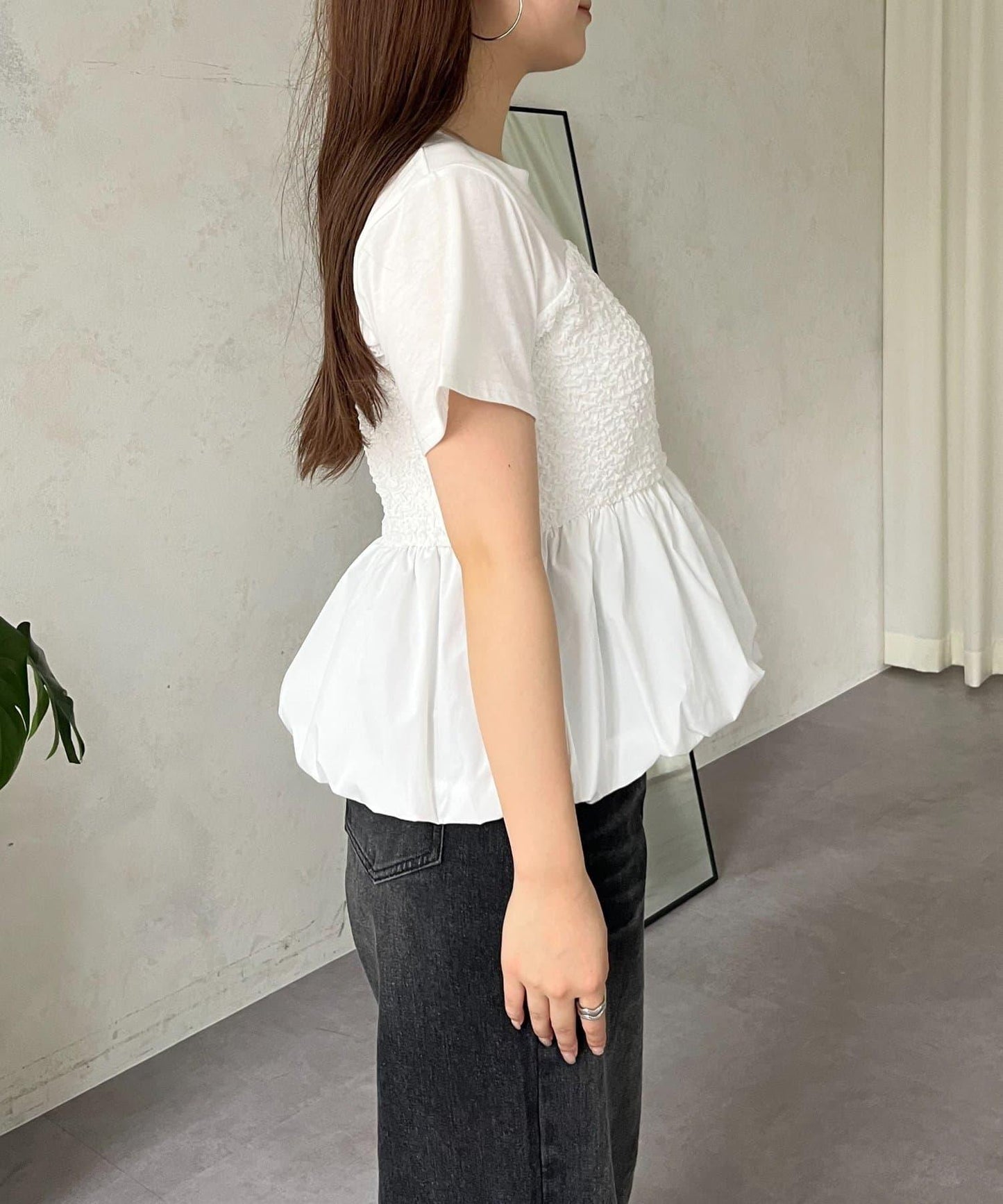 綁帶綁帶吊帶露肩荷葉邊T-shirt