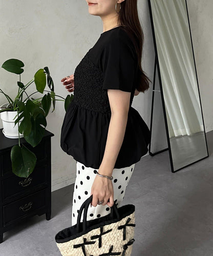 綁帶綁帶吊帶露肩荷葉邊T-shirt