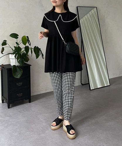 珍珠色荷葉邊上衣