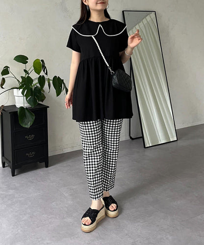 珍珠色荷葉邊上衣