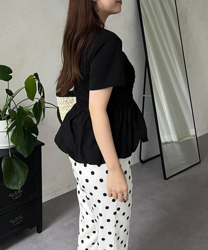 綁帶綁帶吊帶露肩荷葉邊T-shirt