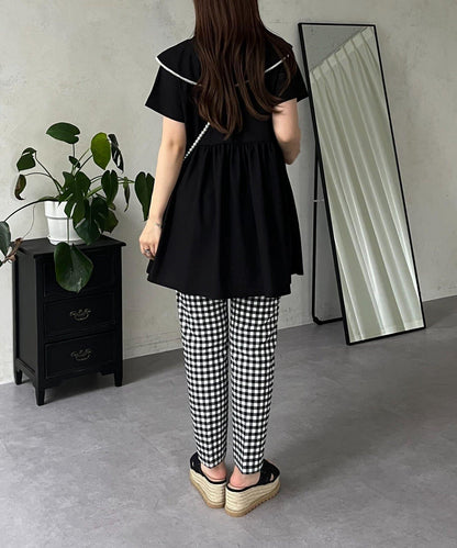 珍珠色荷葉邊上衣