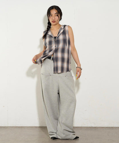 WHO'S WHO gallery 無袖格紋連帽襯衫