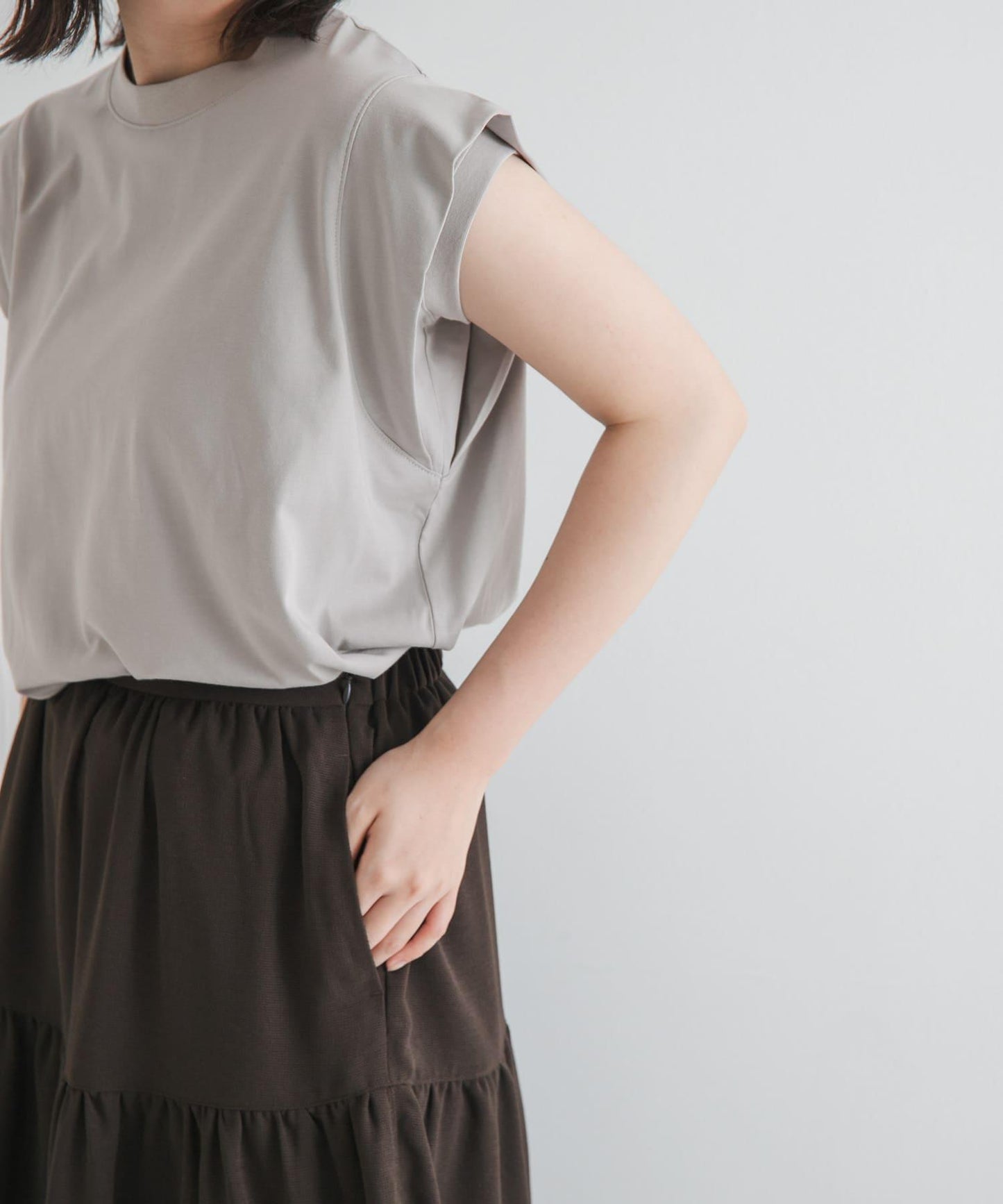 T/C珠地拼接荷葉邊T恤