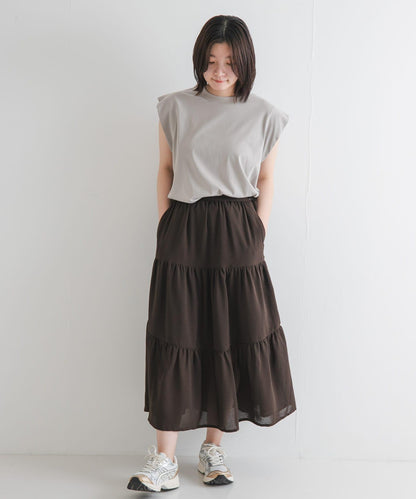 T/C珠地拼接荷葉邊T恤