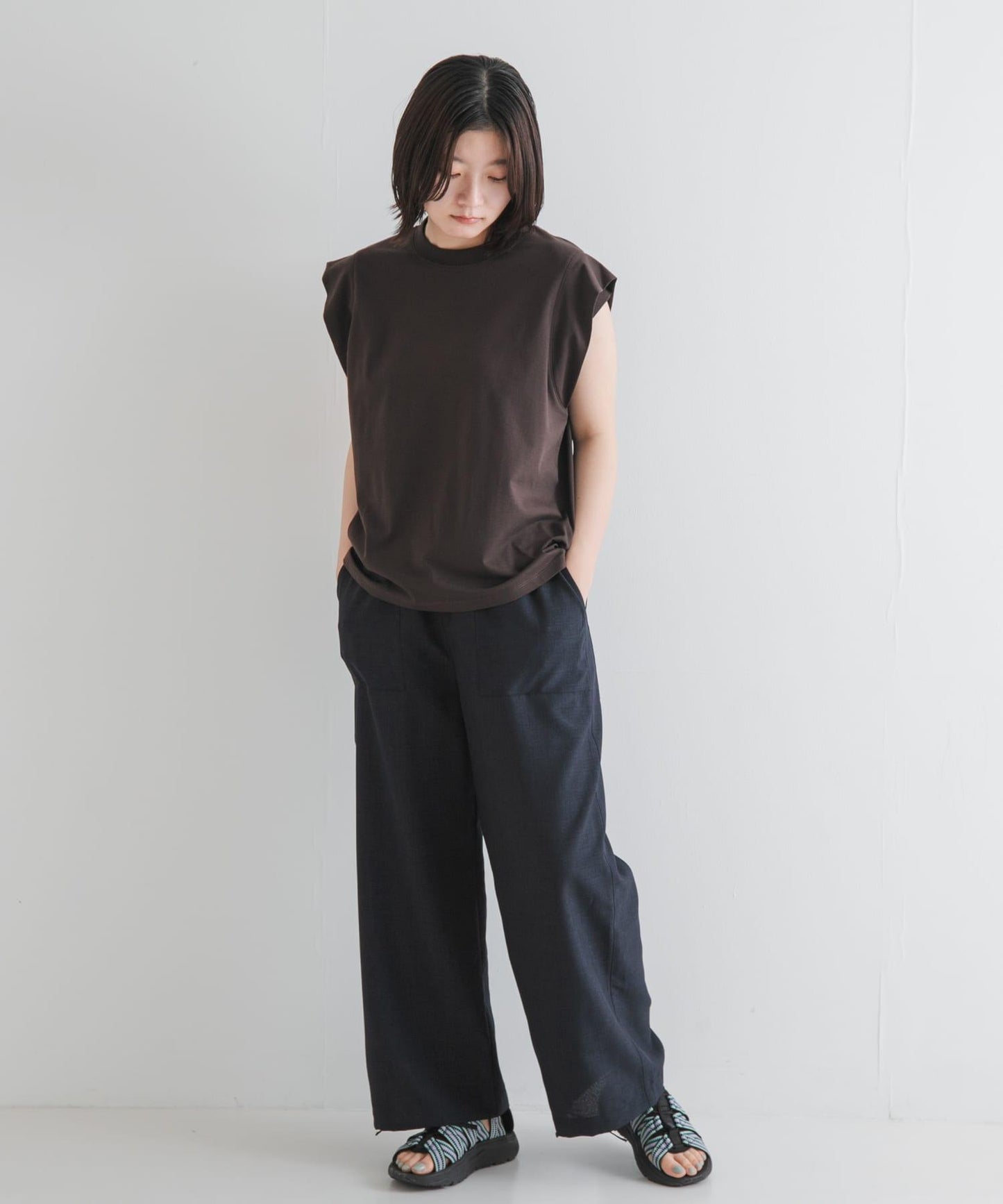 T/C珠地拼接荷葉邊T恤