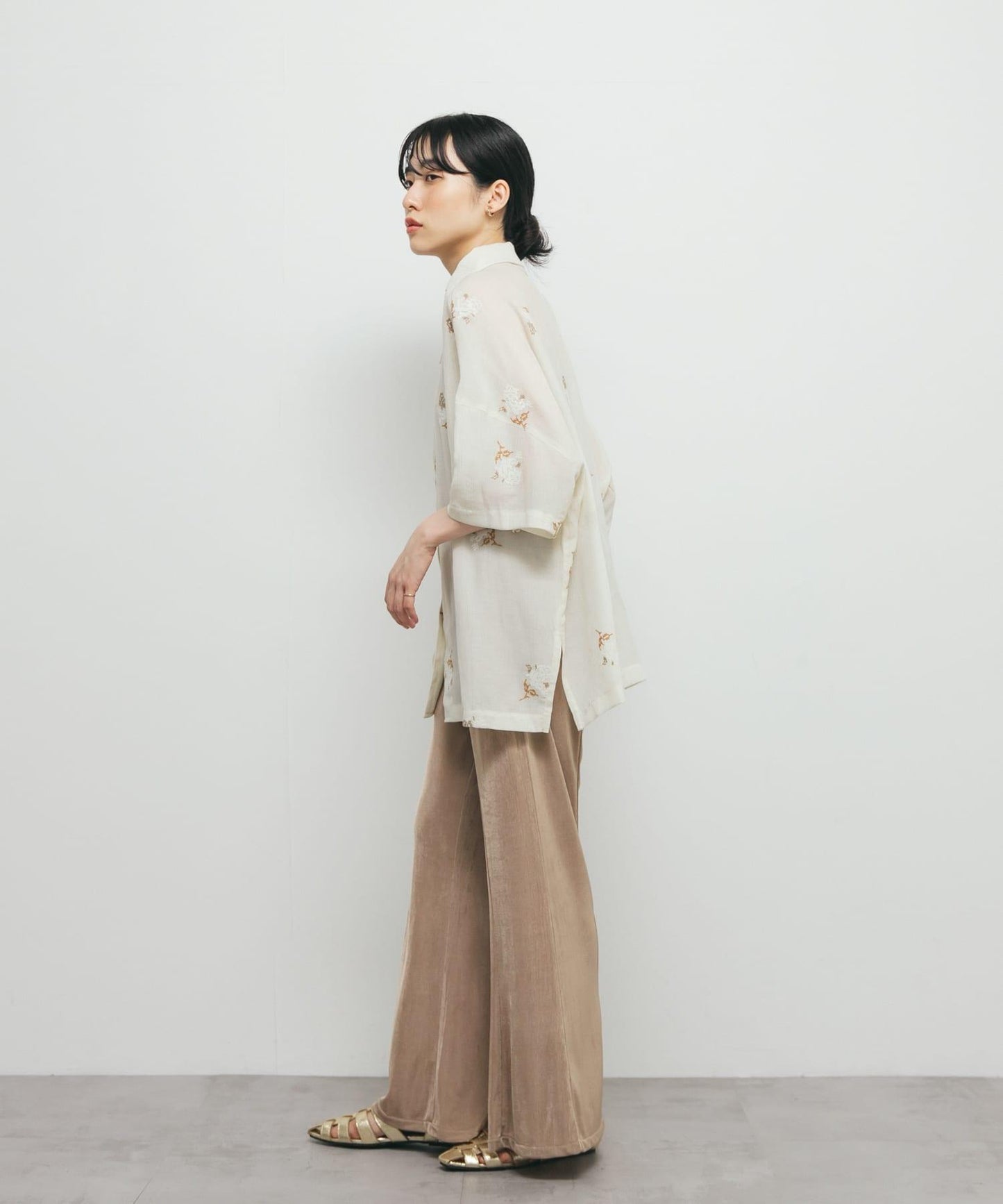 亮面易穿喇叭褲