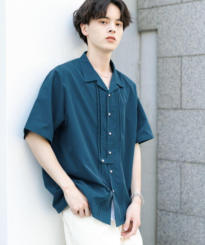 設計感翻領短袖襯衫