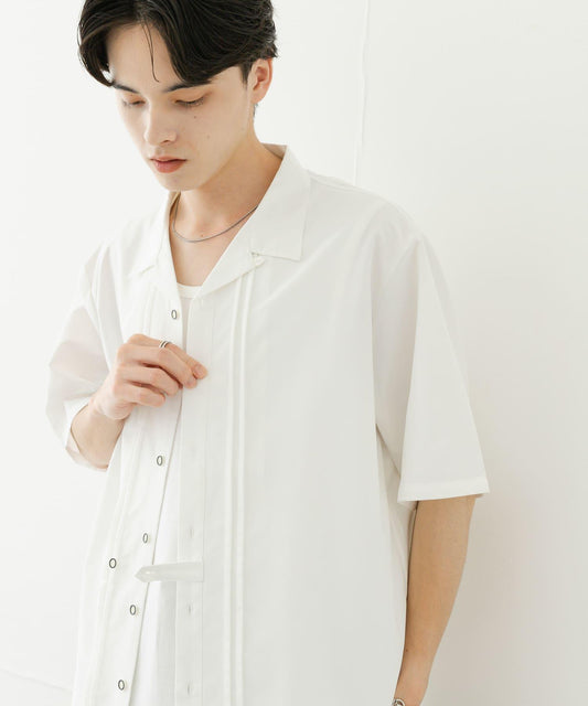 設計感翻領短袖襯衫