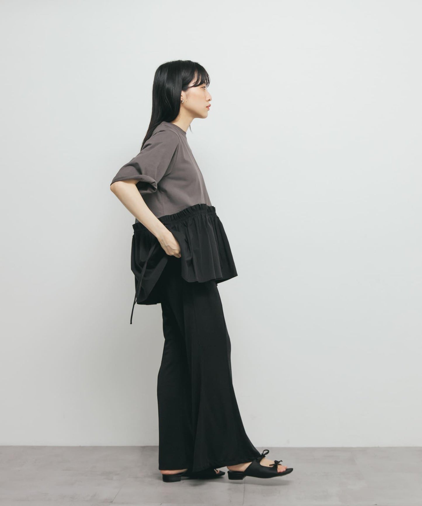 亮面易穿喇叭褲