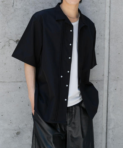 設計感翻領短袖襯衫